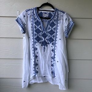 Johnny Was 3J Workshop White Linen Blouse